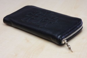クロムハーツ　ウォレット　RECFジップ　3セメタリーパッチ　ブラックレザー